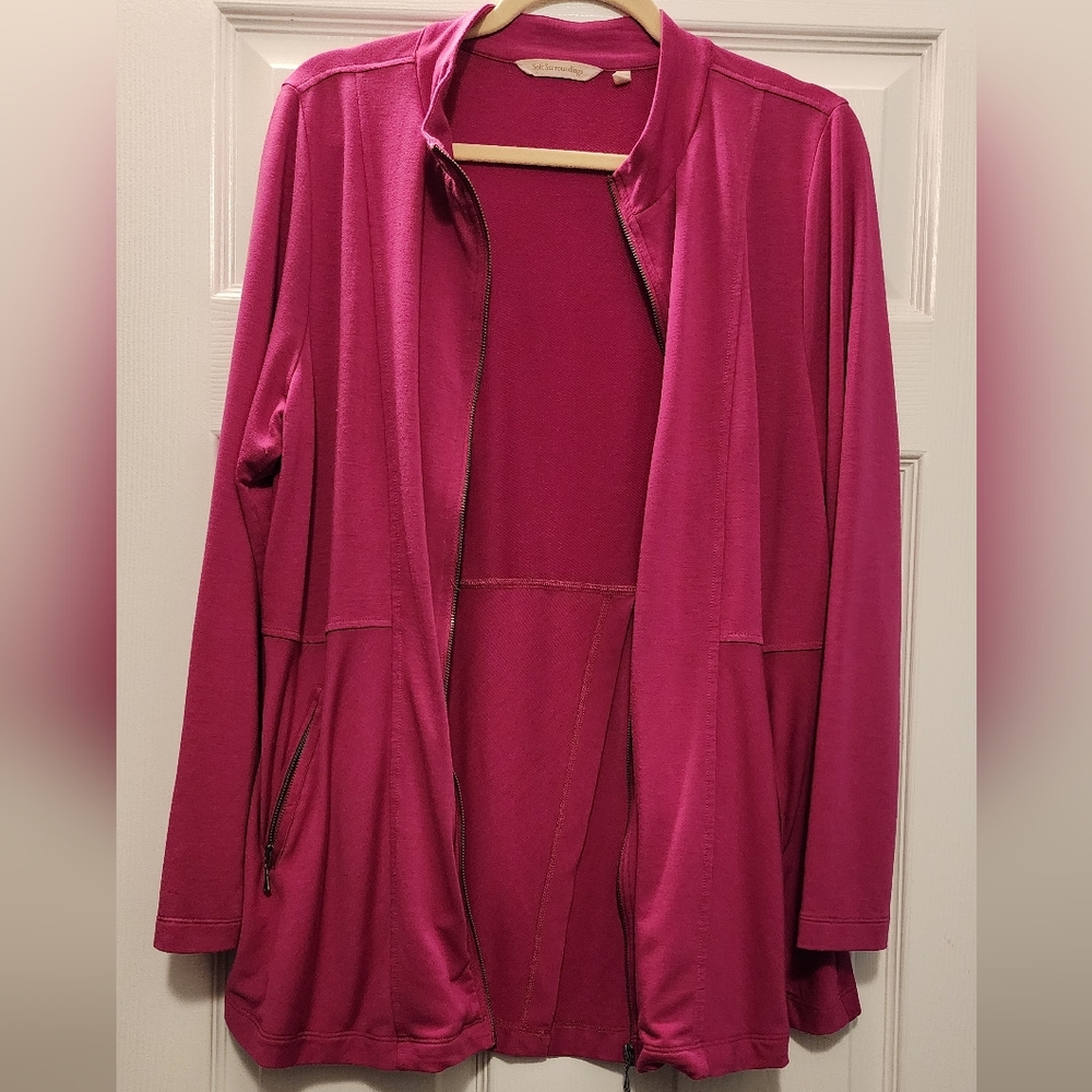 Soft Surroundings ~ Full Zip-Front Jacket ~ Zipper Pockets with Mock-Neck • L